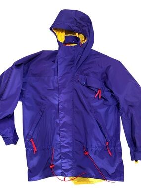 Vintage Men’s EMS Rain Jacket Medium Blue Yellow Waterproof Breathable